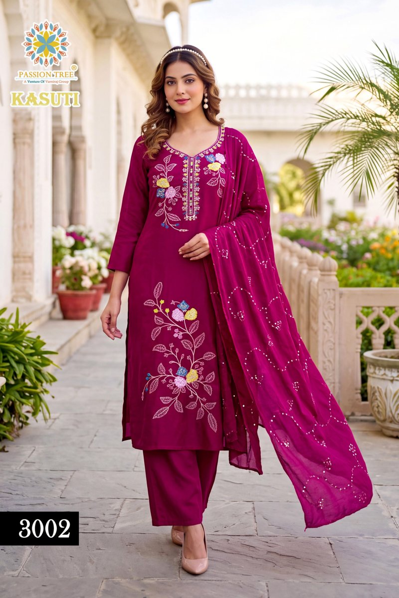 Kasuti Vol 3 By Passion Tree Mal Chanderi Kurti With Bottom Dupatta